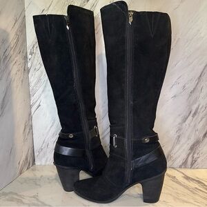 Fergie "Dune" Black Suede Knee-High Boots - Size 9.5 (Fits Size 9-8.5)